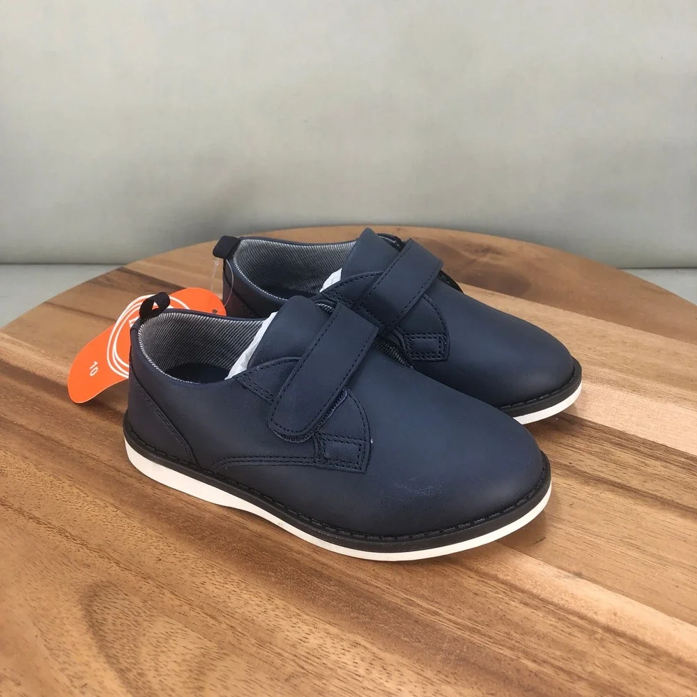 Wonder Nation Boys Navy Blue Hook and Loop Casual Dress Shoes Toddler Size 10